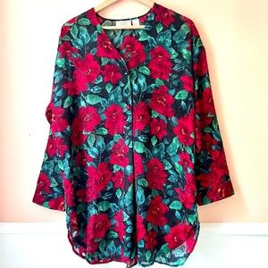 Vintage Victoria’s Secret 1990s Red Floral Sleep Shirt Large